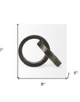 Two Ring Gray Hammered Metal Sculpture