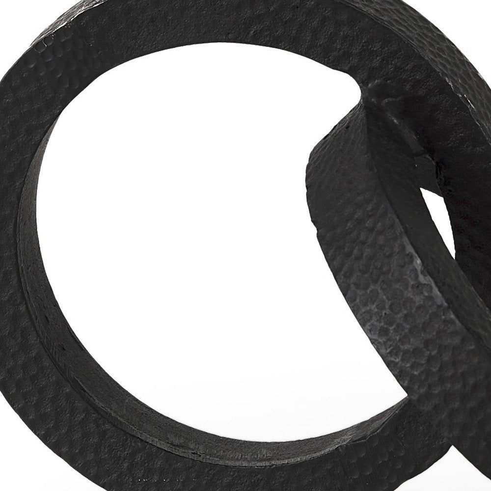 Two Ring Gray Hammered Metal Sculpture
