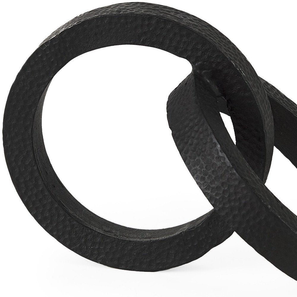 Two Ring Gray Hammered Metal Sculpture