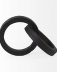 Two Ring Gray Hammered Metal Sculpture