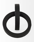 Two Ring Gray Hammered Metal Sculpture