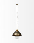 Rustic Gold Tone Metal Dome Hanging Light