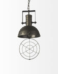 Antiqued Black Metal Hanging Industrial Caged Pendent Light