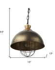 Distressed Bronze Metal Dome Hanging Light