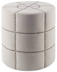 20" Cream Fabric Tufted Round Footstool
