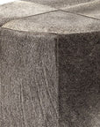 20" Gray Wool And Brown Footstool Ottoman