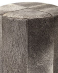 20" Gray Wool And Brown Footstool Ottoman