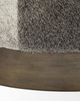 20" Gray Wool And Brown Footstool Ottoman