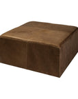 36" Brown Genuine Leather Cube Ottoman