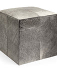 20" Gray Fabric and Wool Cube Ottoman
