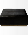 36" Black Faux Leather and Brown Footstool