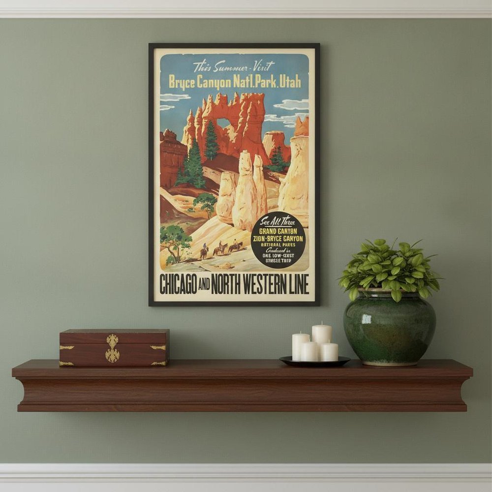 Vintage 1950s Bryce Canyon National Park Unframed Print Wall Art