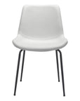 Set of Two White And Black Upholstered Faux Leather Dining Side Chairs