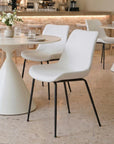 Set of Two White And Black Upholstered Faux Leather Dining Side Chairs