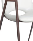 Set of Two White and Brown Upholstered Faux Leather Open Back Dining Arm Chairs