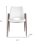 Set of Two White and Brown Upholstered Faux Leather Open Back Dining Arm Chairs