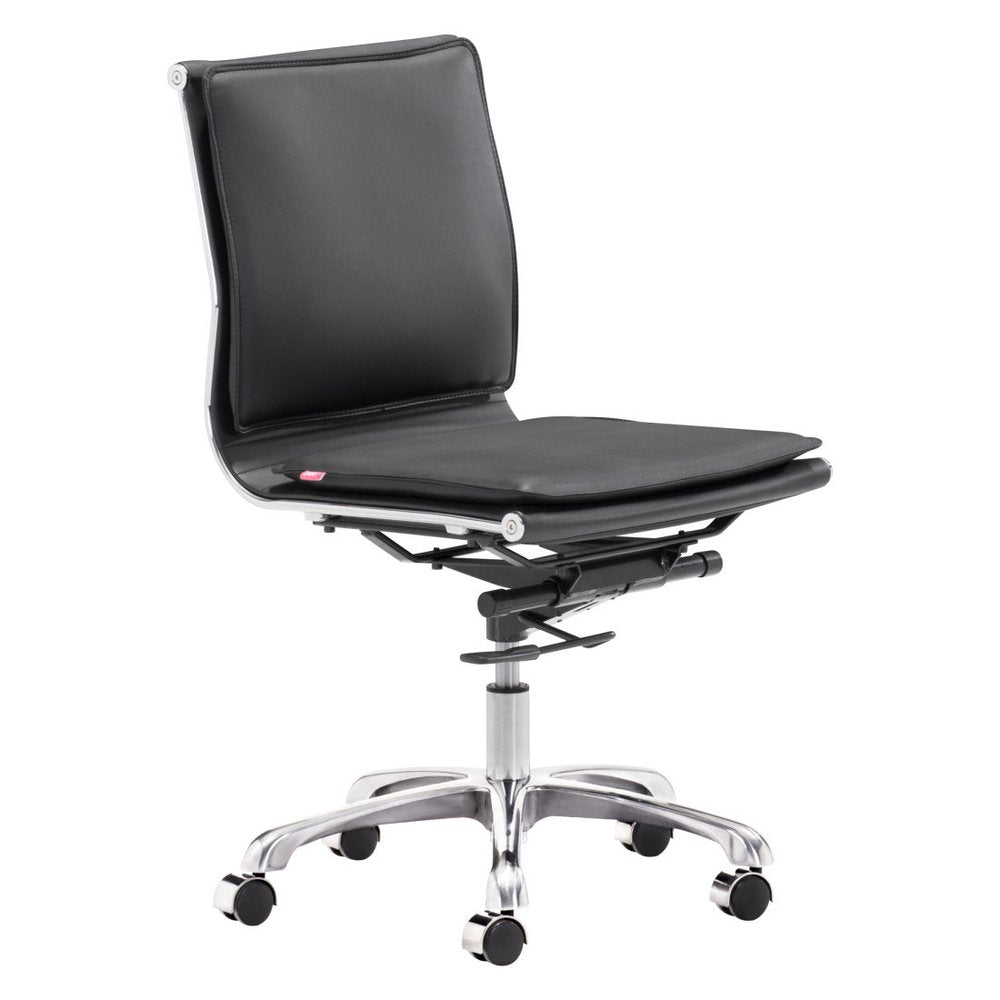 White and Silver Adjustable Swivel Faux Leather Rolling Executive Office Chair