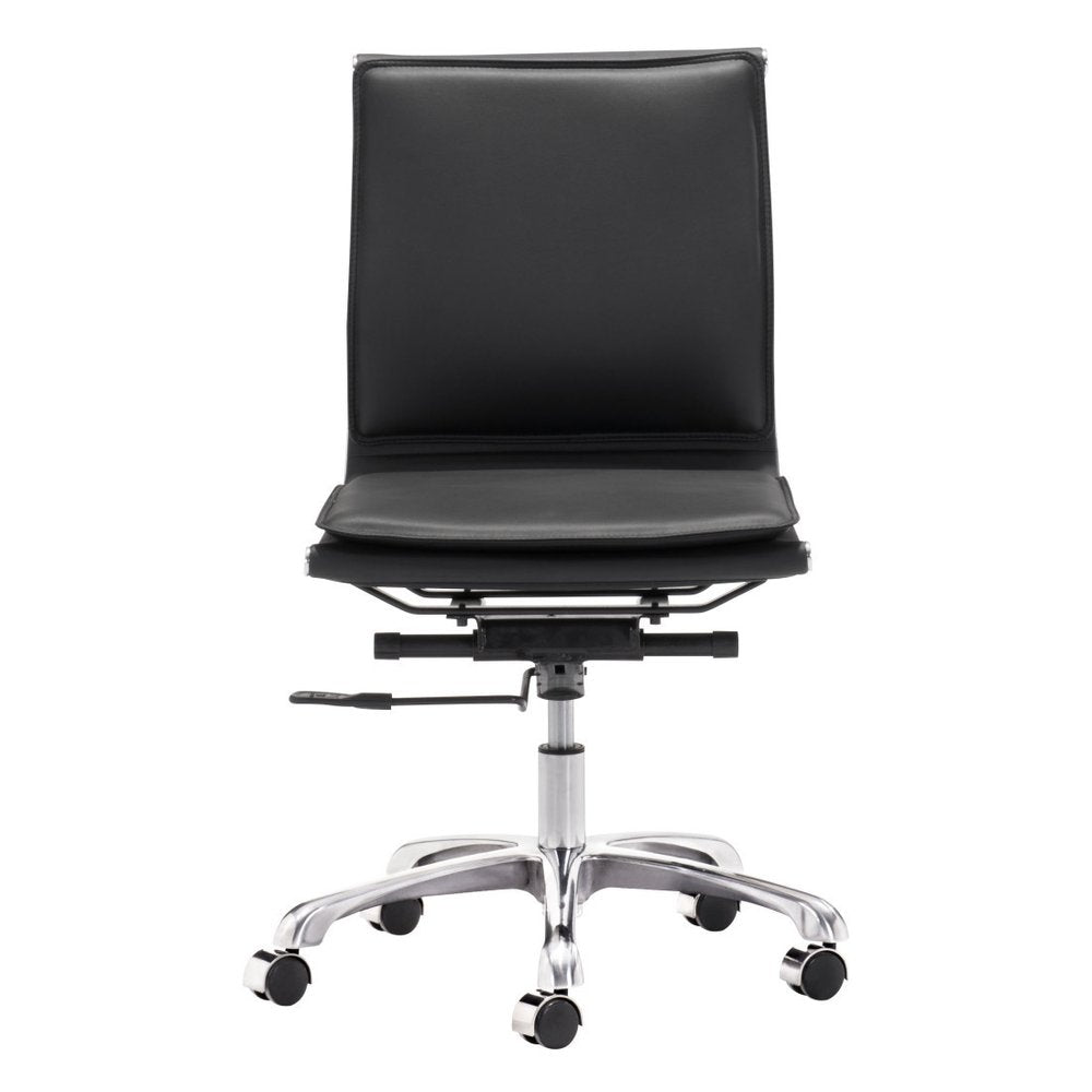 White and Silver Adjustable Swivel Faux Leather Rolling Executive Office Chair