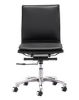 White and Silver Adjustable Swivel Faux Leather Rolling Executive Office Chair