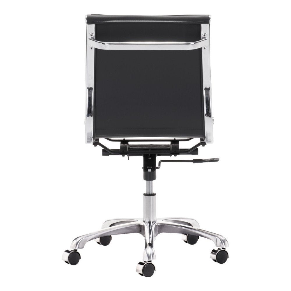 White and Silver Adjustable Swivel Faux Leather Rolling Executive Office Chair