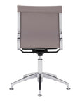 Taupe and Silver Swivel Faux Leather Conference Office Chair