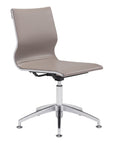 Taupe and Silver Swivel Faux Leather Conference Office Chair