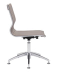 Taupe and Silver Swivel Faux Leather Conference Office Chair