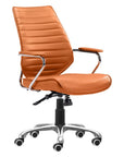 Orange and Silver Adjustable Swivel Faux Leather Rolling Executive Office Chair