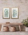 Set of Two Seafoam Green Watercolor Floral Wall Art
