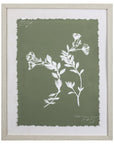 Moss Green and White Botanical Flowers 1 Wall Art