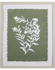 Moss Green and White Botanical Flowers 3 Wall Art