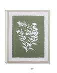 Moss Green and White Botanical Flowers 3 Wall Art