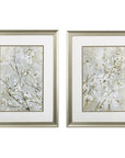 Set of Two Small White Flowers Wall Art