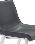 Set of Two 30" Black And Silver Faux Leather And Steel Low Back Bar Height Bar Chairs