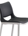 Set of Two 29" Black And Silver Faux Leather And Steel Low Back Bar Height Bar Chairs