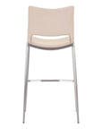 Set of Two 29" Light Pink And Silver Faux Leather And Steel Low Back Bar Height Bar Chairs