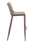 Set of Two 29" Gray And Brown Faux Leather And Steel Low Back Bar Height Bar Chairs