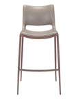 Set of Two 29" Gray And Brown Faux Leather And Steel Low Back Bar Height Bar Chairs
