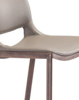 Set of Two 29" Gray And Brown Faux Leather And Steel Low Back Bar Height Bar Chairs