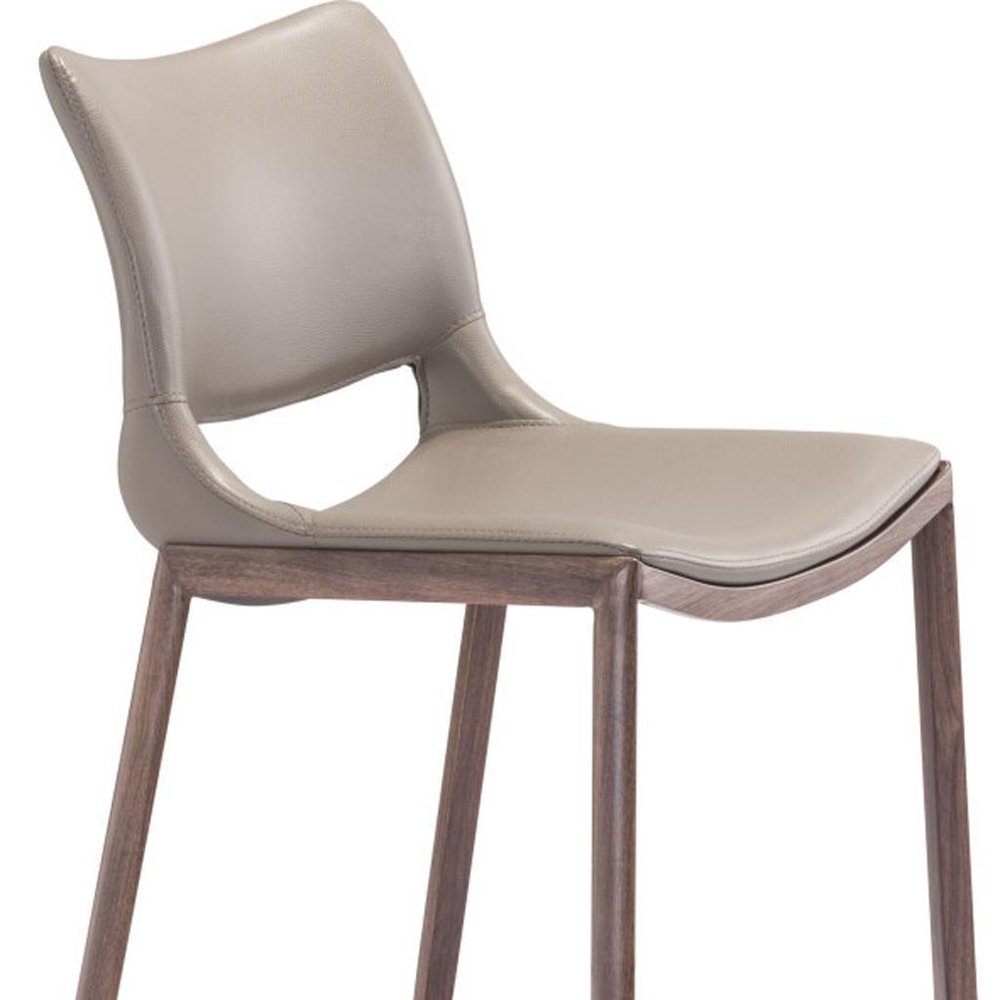 Set of Two 29" Gray And Brown Faux Leather And Steel Low Back Bar Height Bar Chairs