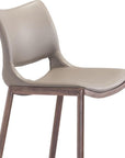 Set of Two 29" Gray And Brown Faux Leather And Steel Low Back Bar Height Bar Chairs