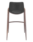 Set of Two 29" Black And Brown Faux Leather And Steel Low Back Bar Height Bar Chairs