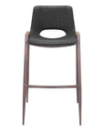 Set of Two 29" Black And Brown Faux Leather And Steel Low Back Bar Height Bar Chairs