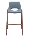 Set of Two 29" Gray And Brown Faux Leather And Steel Low Back Bar Height Bar Chairs