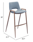 Set of Two 29" Gray And Brown Faux Leather And Steel Low Back Bar Height Bar Chairs