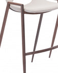 Set of Two 29" Beige And Brown Faux Leather And Steel Low Back Bar Height Bar Chairs