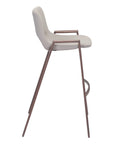 Set of Two 29" Beige And Brown Faux Leather And Steel Low Back Bar Height Bar Chairs
