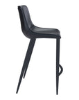 Set of Two 30" Black Faux Leather And Steel Low Back Bar Height Bar Chairs