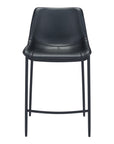 Set of Two 30" Black Faux Leather And Steel Low Back Bar Height Bar Chairs