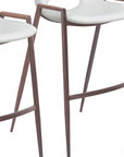 Set of Two 29" Gray And Brown Faux Leather And Steel Low Back Bar Height Bar Chairs